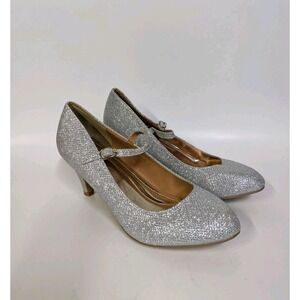 Hap Hop Sparkly Silver Mary Jane  High Heel Women's Size 10